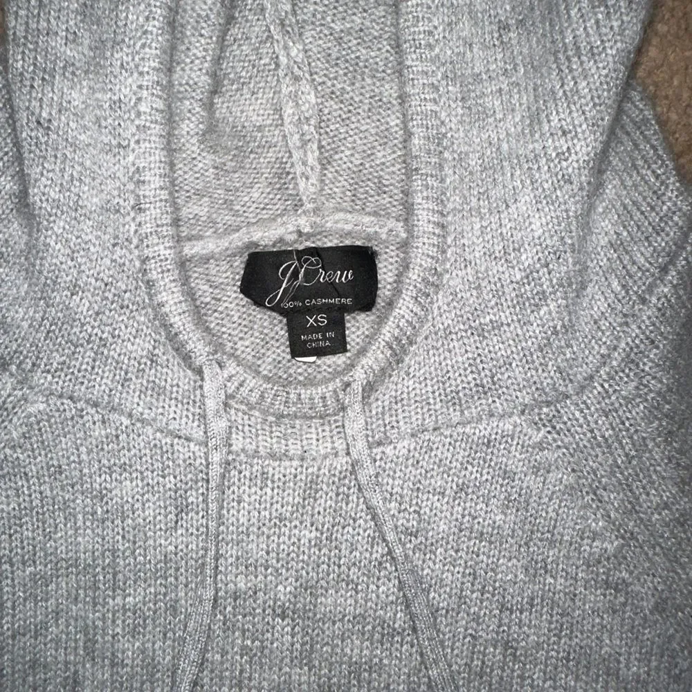 J. Crew Gray Knit 100% Cashmere Hoodie
